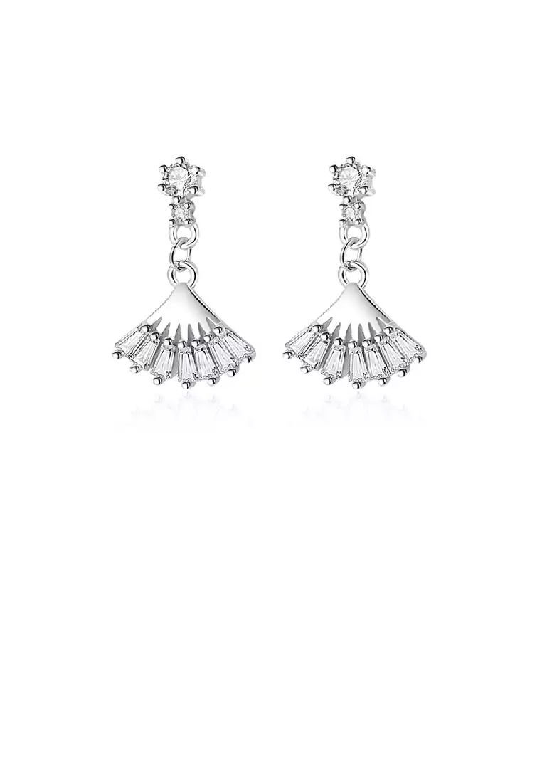 White fan tassel earrings shop