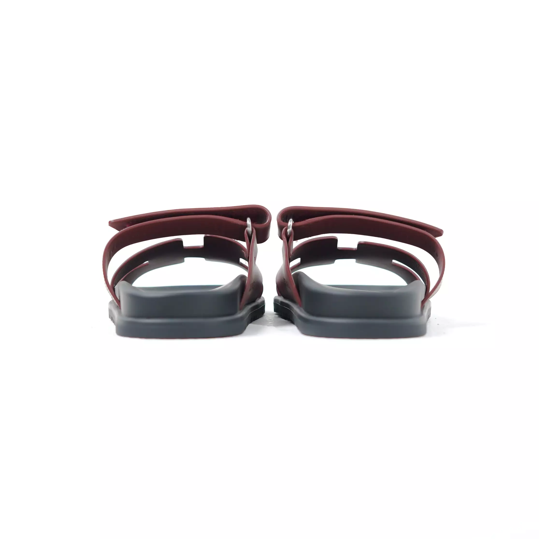 Sandal HERMES CHYPRE BLACK ROUGH BURGUNDY SANDAL 100% ORIGINAL