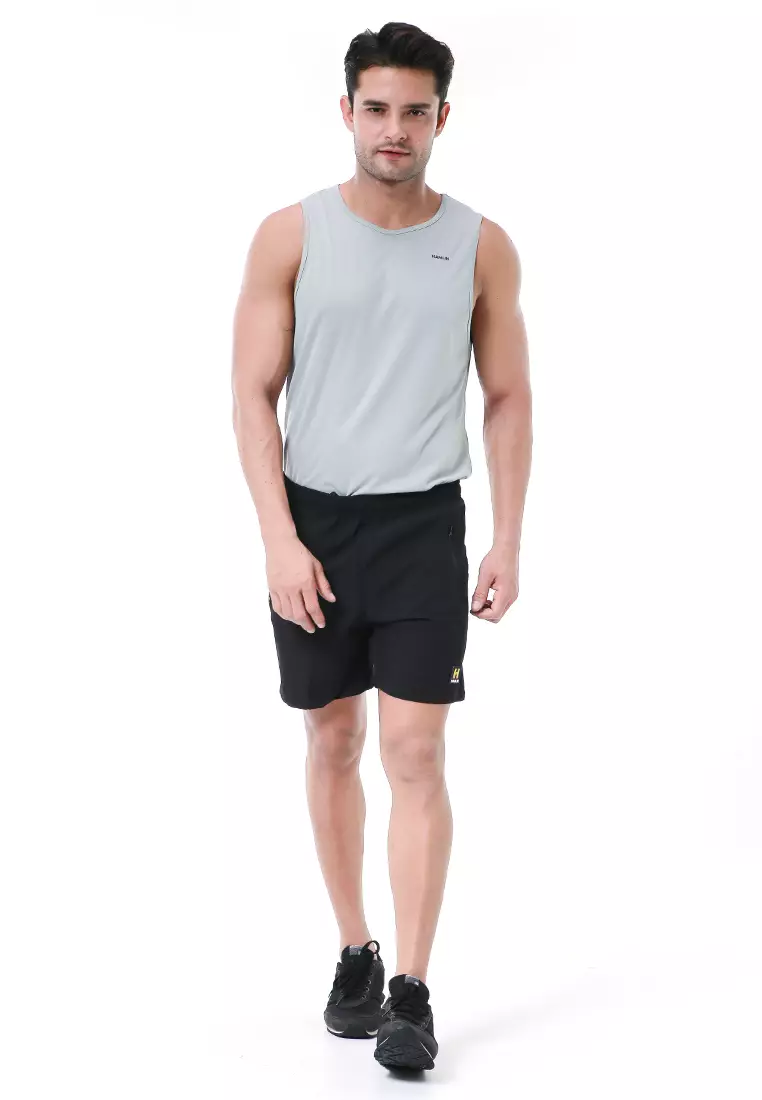 Halburt Celana Pendek Olahraga Pria Plain Motive Short Pants Simple Material Parasut ORIGINAL - Black