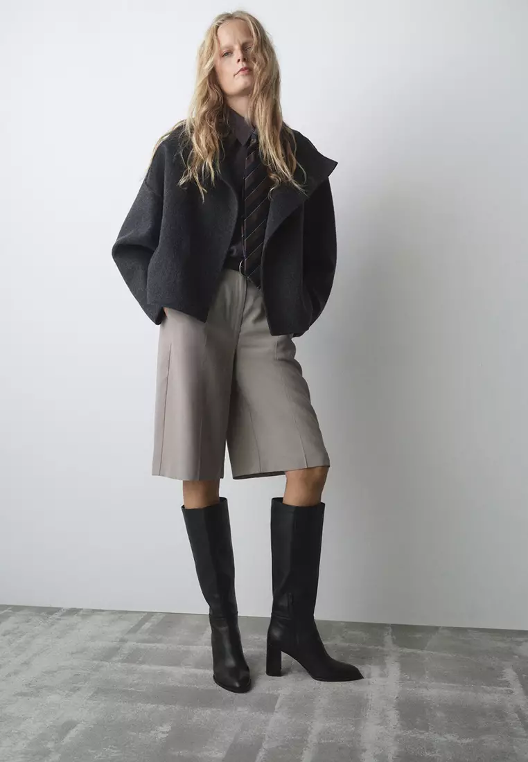 Leather Block-Heel Boots