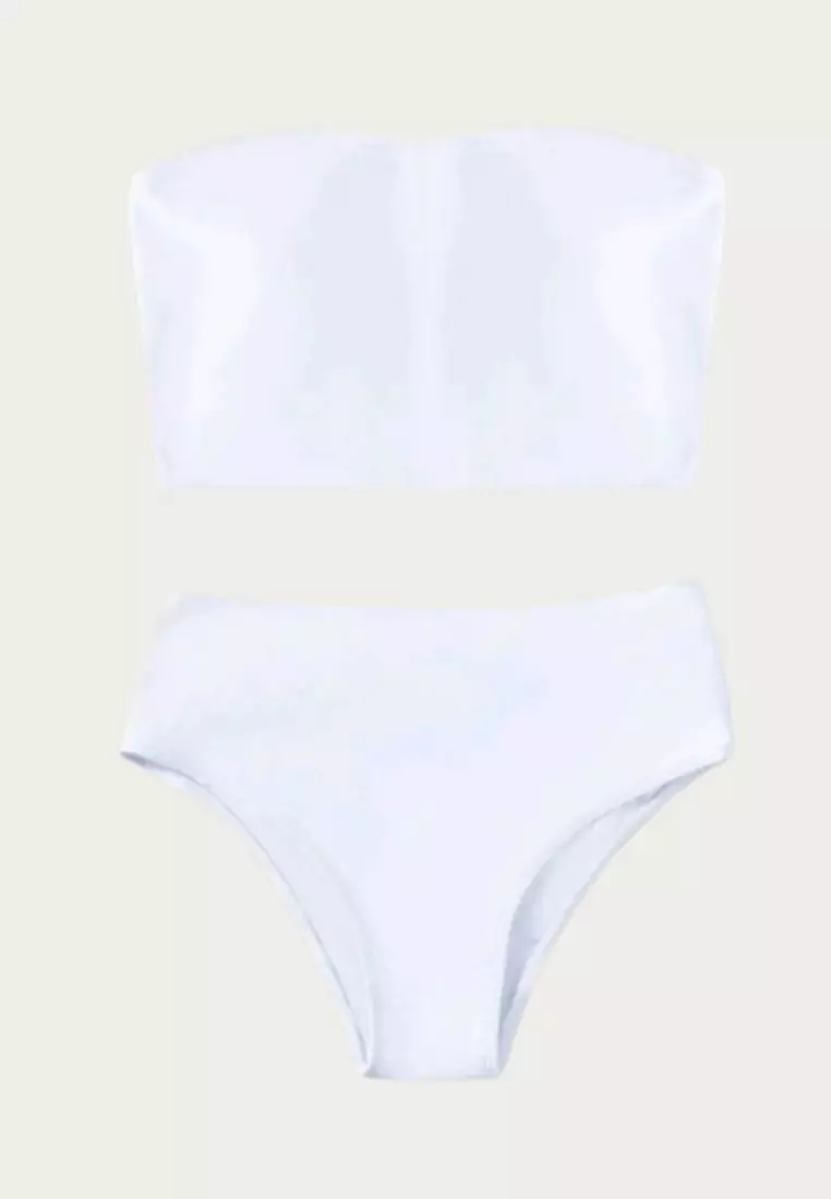 Buy Blue Palm Guyam Tube Top & High Waist Bikini Set in White 2024