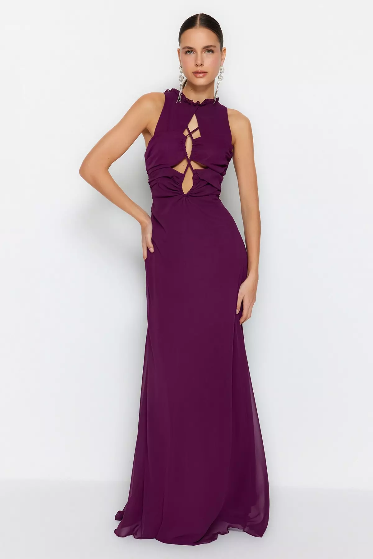 Purple maxi evening dress sale