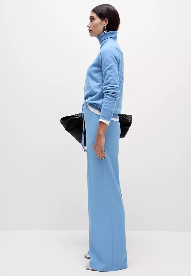 Crepe Elasticated Waist Wide Leg Trousers