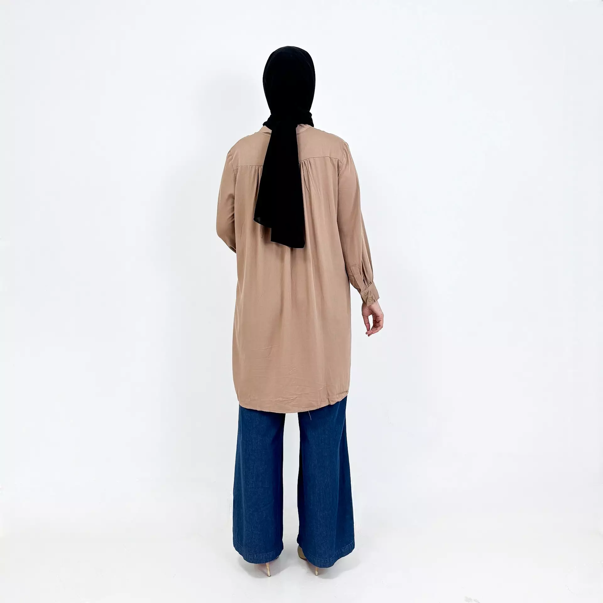 Cotton Tunic Nisa -BROWN- Atasan Lengan Panjang Wanita Tunik Basic