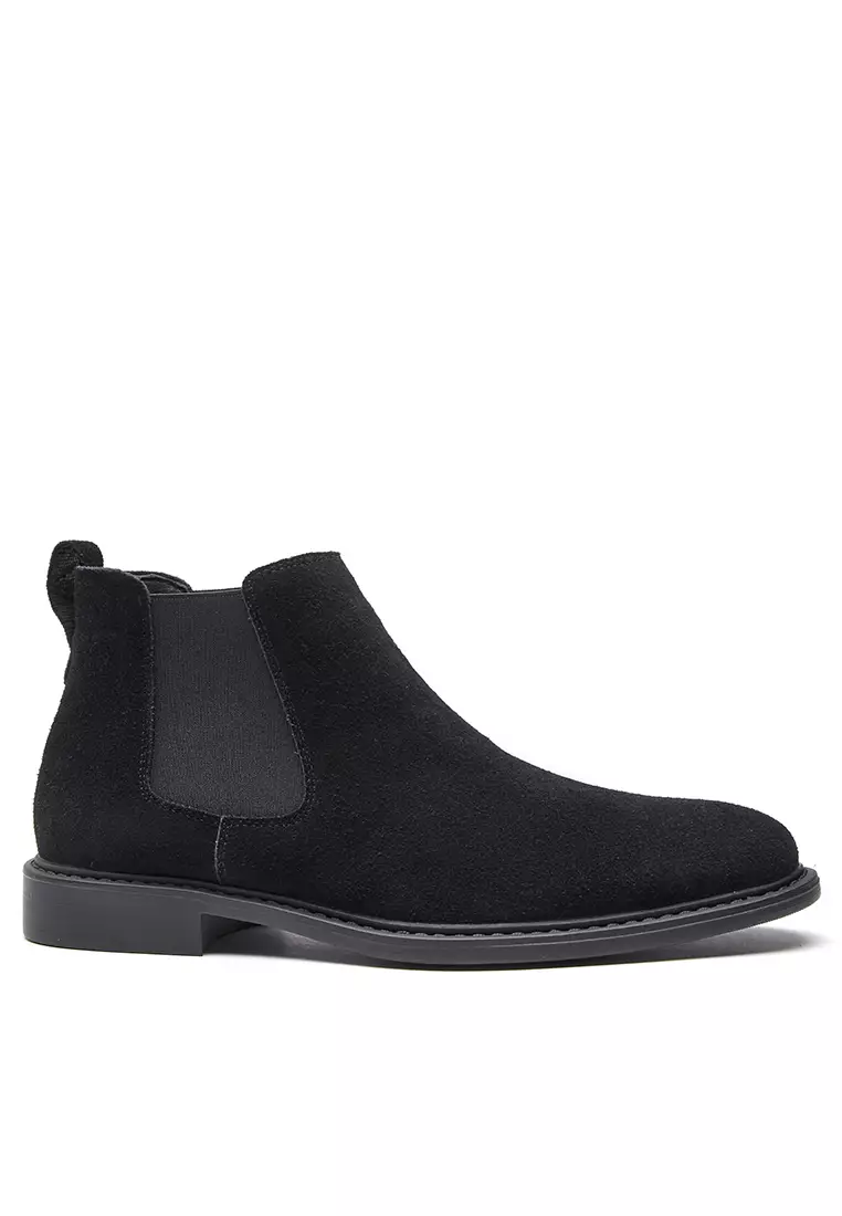 All black online suede chelsea boots