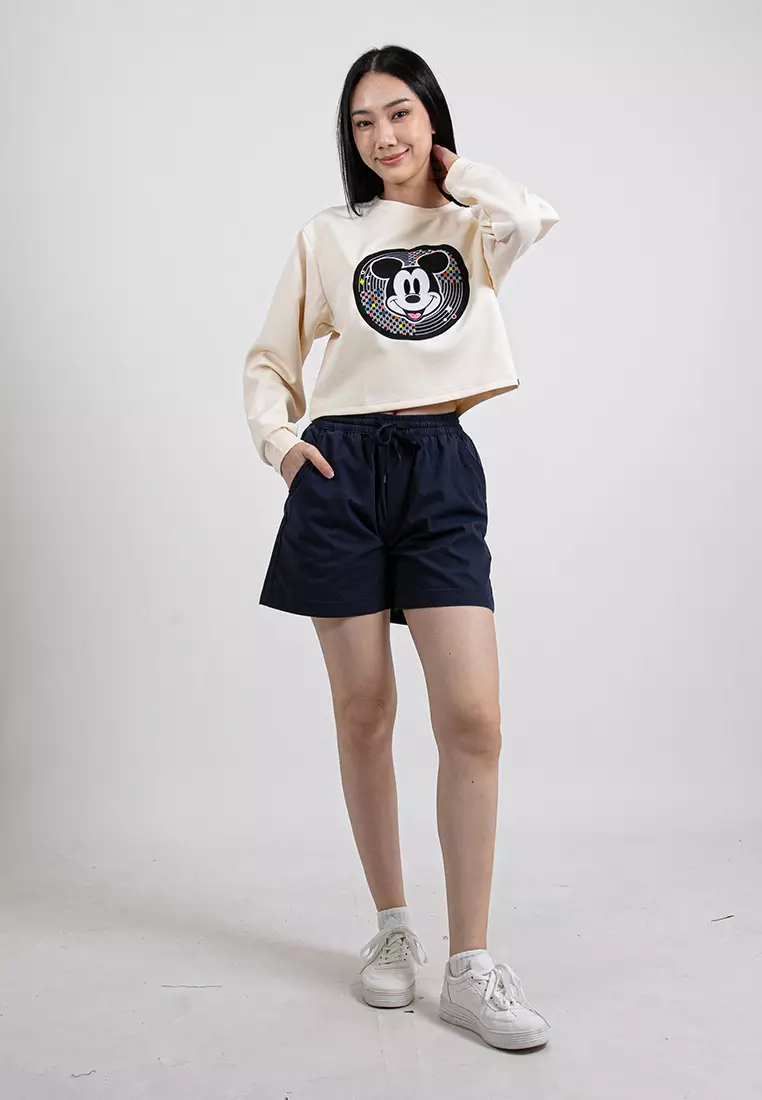Forest Ladies Casual Cotton Short Pants Women Plain Drawstring Shorts - 865108-33Navy