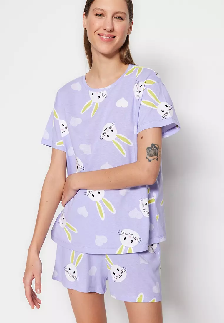 Printed T-Shirt and Shorts Pajama Set