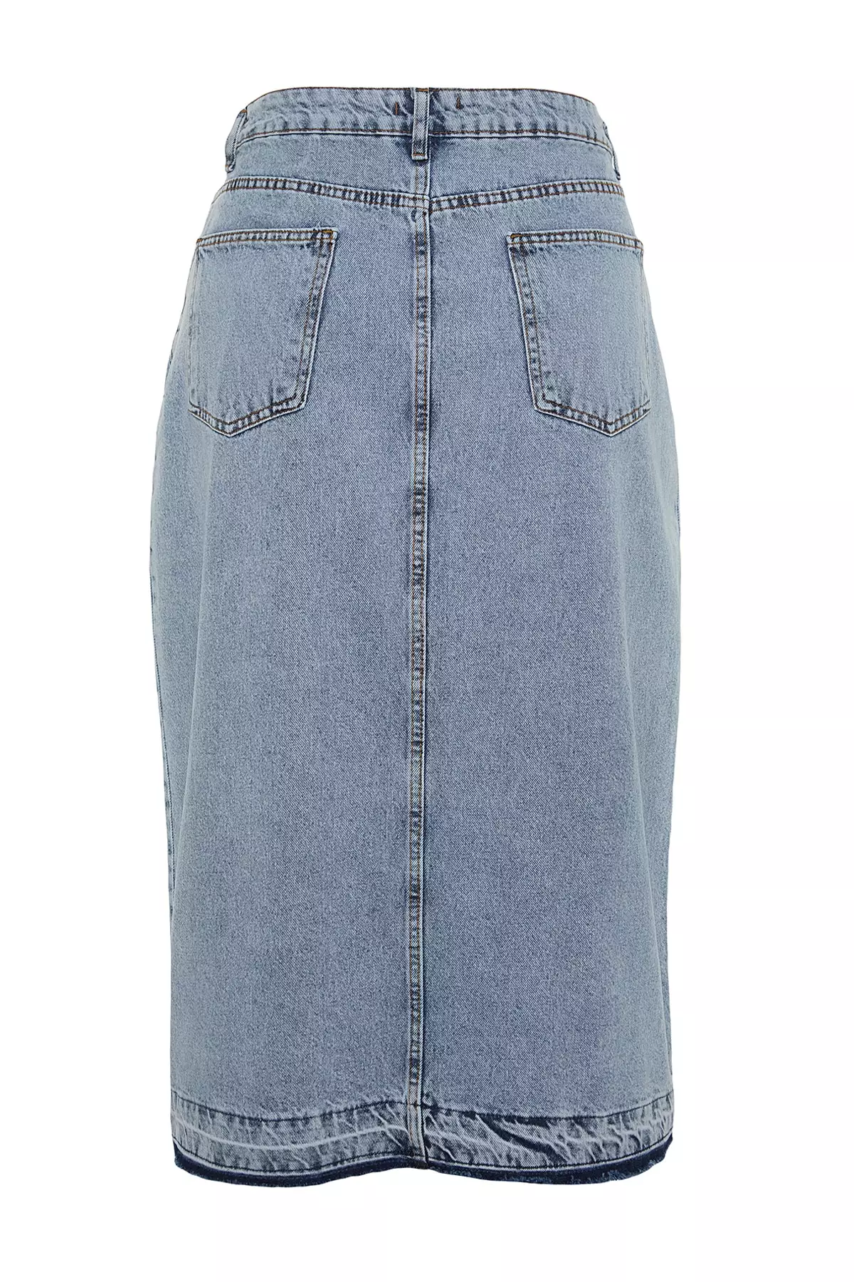 Plus Size High Waist Denim Midi Skirt