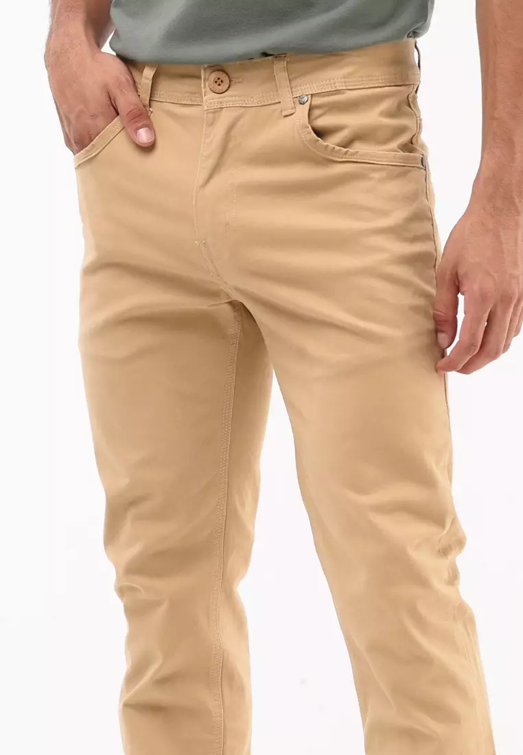 Colored Long Pants Slim Tapered Stretch