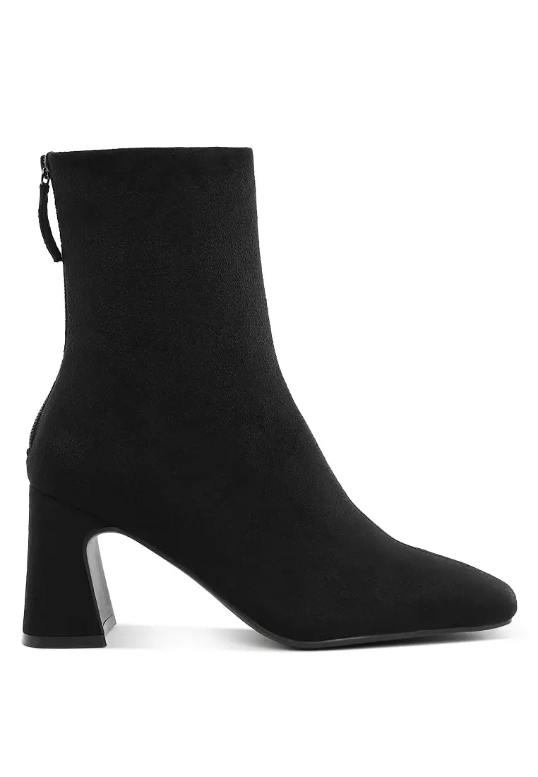 Discount on London Rag  shoes - SKU: Square Toe Microfiber Ankle Boots in Black