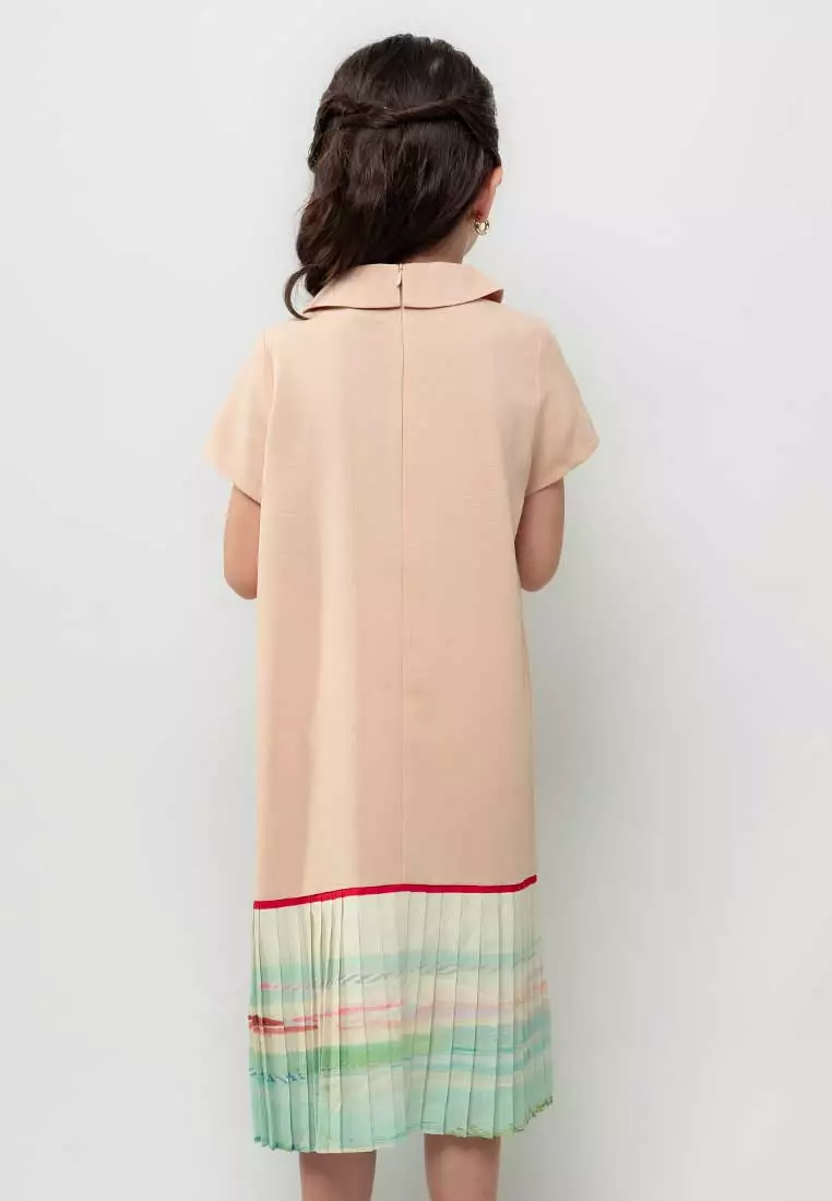 Treehouse Aurora Collared Dress with  Pleated Hem
