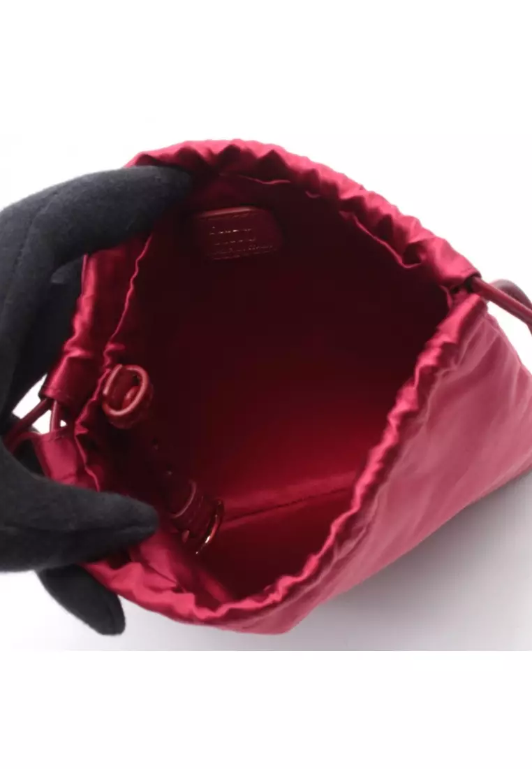 Pre-Loved MIU MIU DUCHESSE Duchess Pouch silk leather Red purse