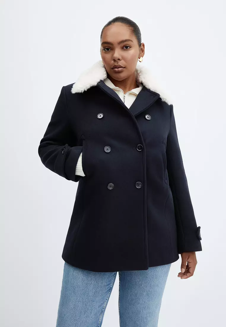 Fur double breasted coat outlet