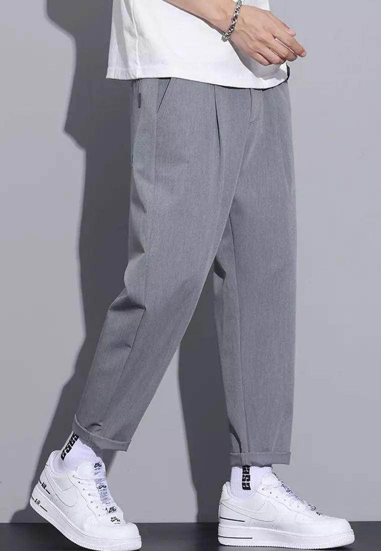 彈性腰圍修身西褲