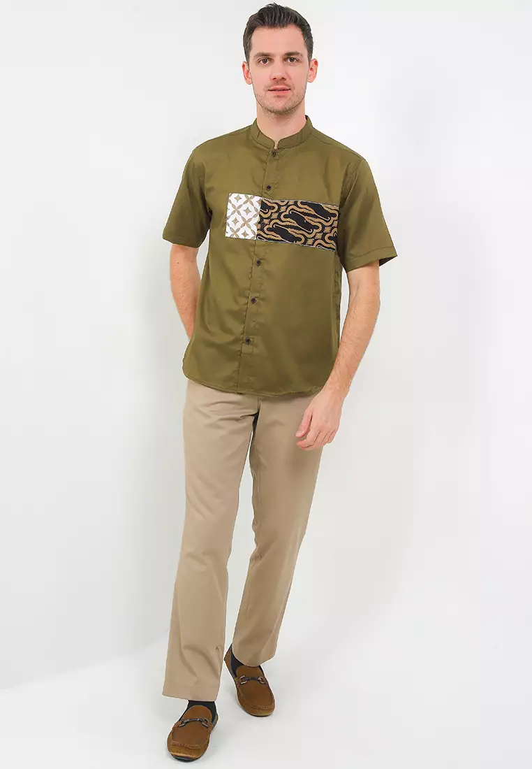 Kemeja Koko Al- Bari'U Stand Collar Shirt Lengan Pendek