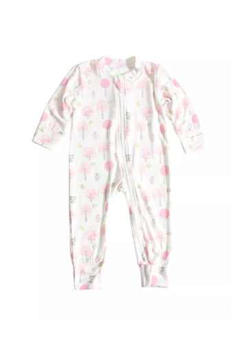 Viva Felicity white Long Sleeves Baby Bamboo Zipper Sleepsuit C6798KA6A7D296GS_1