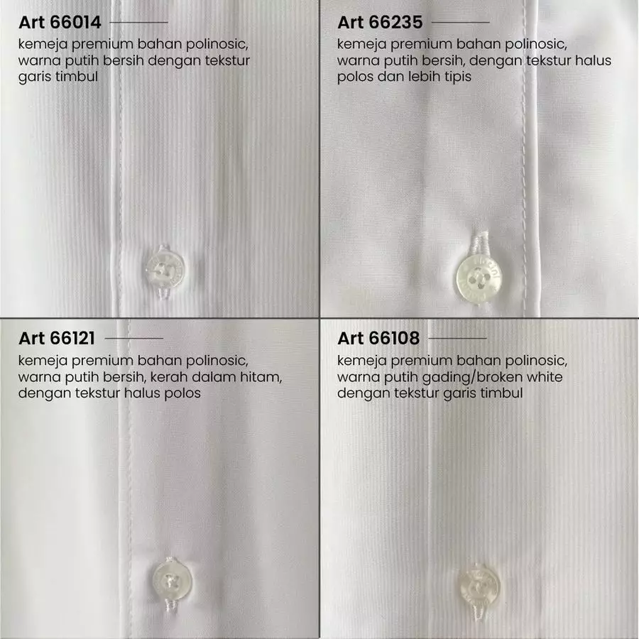 Platini Kemeja Pria Polos Lengan Panjang Putih Polinosic 66014