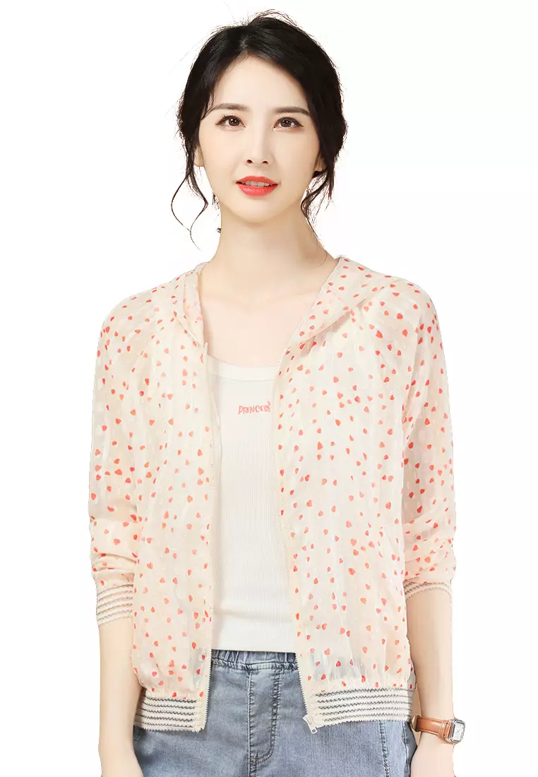 Buy A IN GIRLS Vintage Print Hooded Chiffon Coat 2024 Online