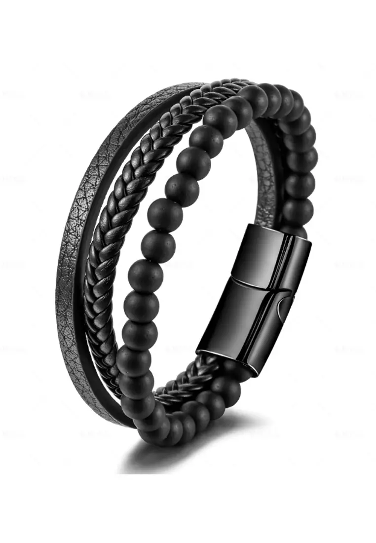 Buy Kings Collection Braided Leather Magnetic Frosted Stone