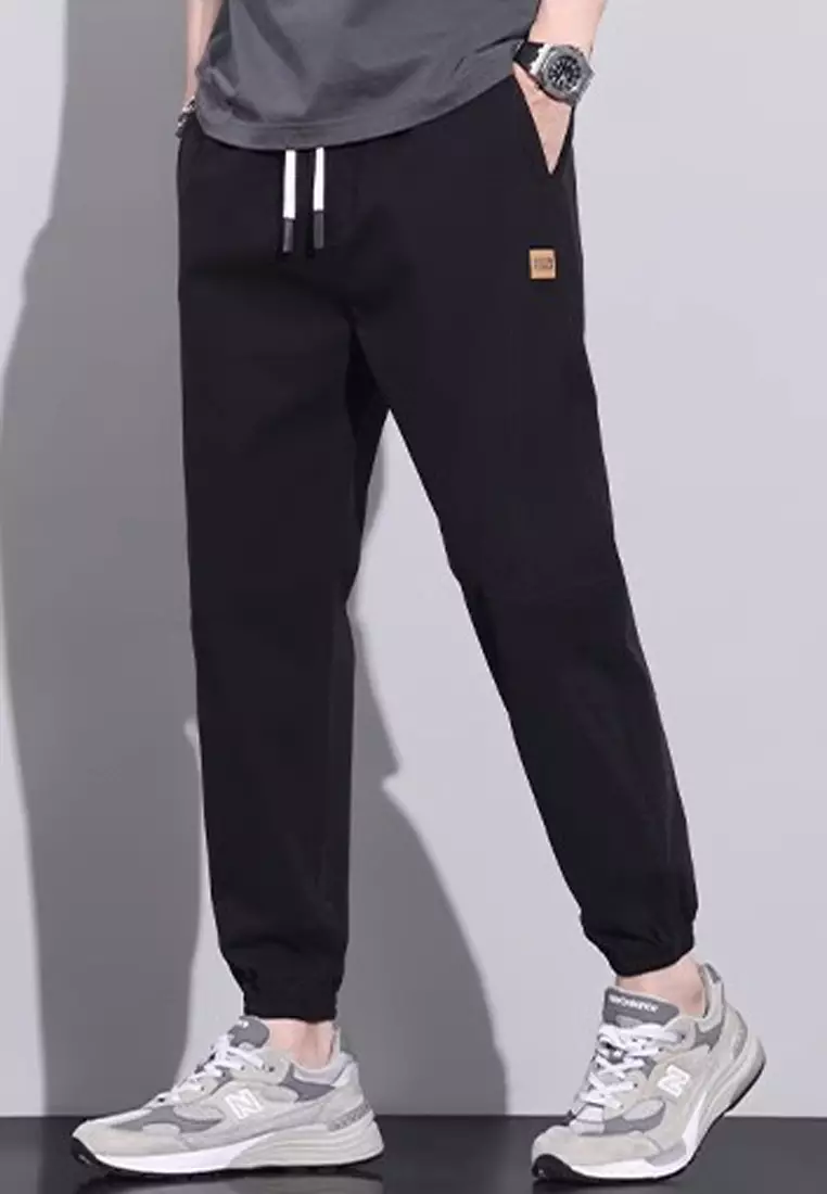 繫繩修腰束腳長褲