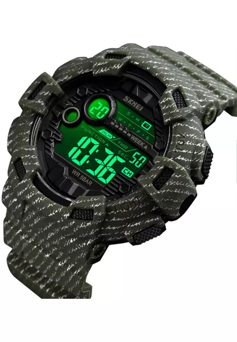 Jam Tangan Casual Digital Outdoor Waterproof Pria Many Function Strap Tali Material PU SS33 ORIGINAL