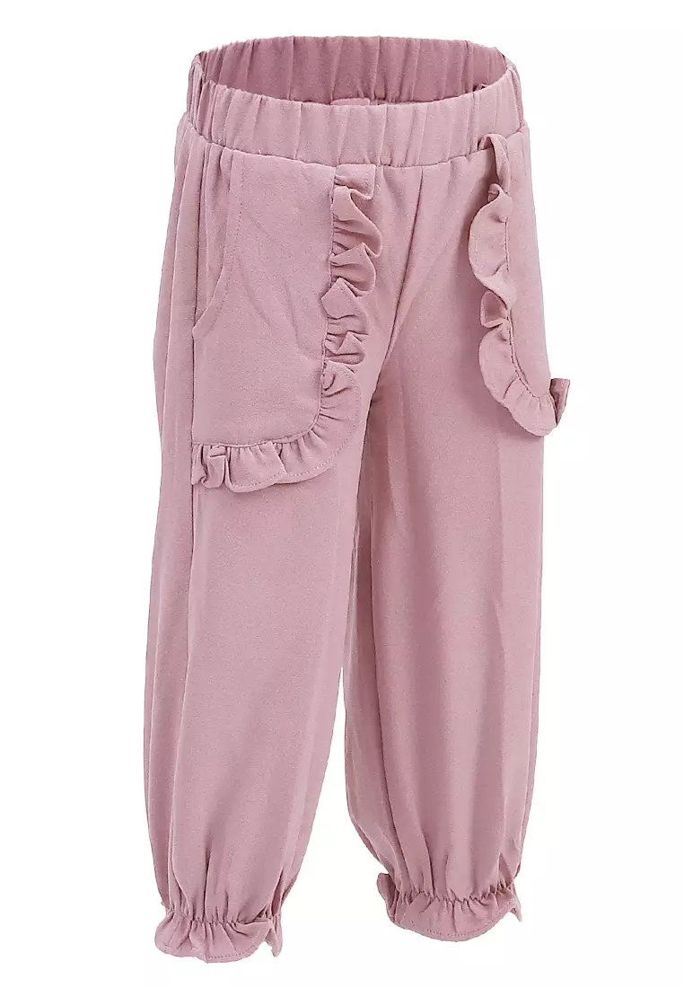 Yocelyn Celana Panjang Anak Perempuan Variasi Saku Pants Kids Daily Motif Polos Material Crepe ORIGINAL - Pearl