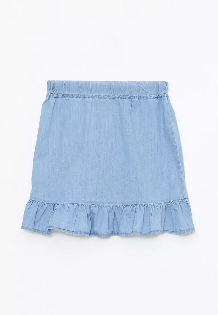 Elastic waist jean skirt on sale