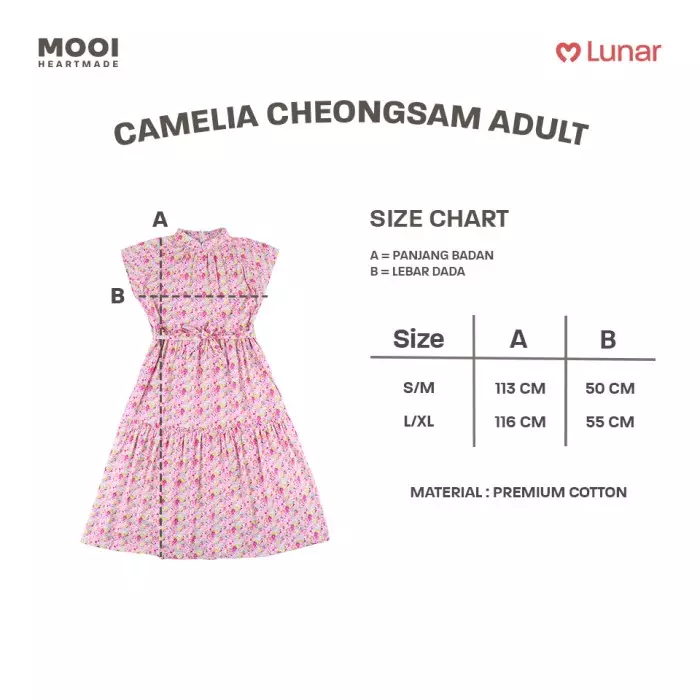Mooi Dress Dewasa Lunar Collection Camelia Cheongsam Dress Adult - Pink Fushia