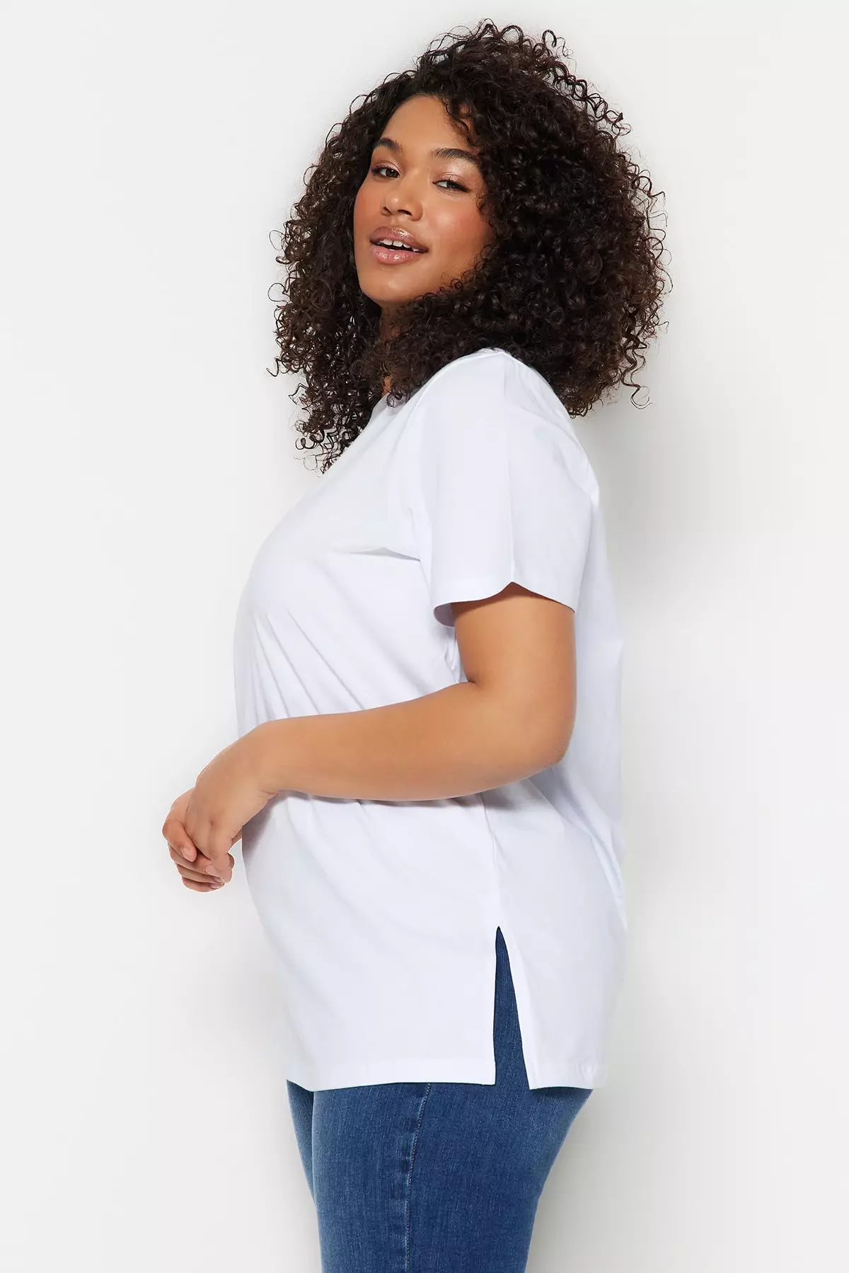 Plus size white boyfriend shirt sale