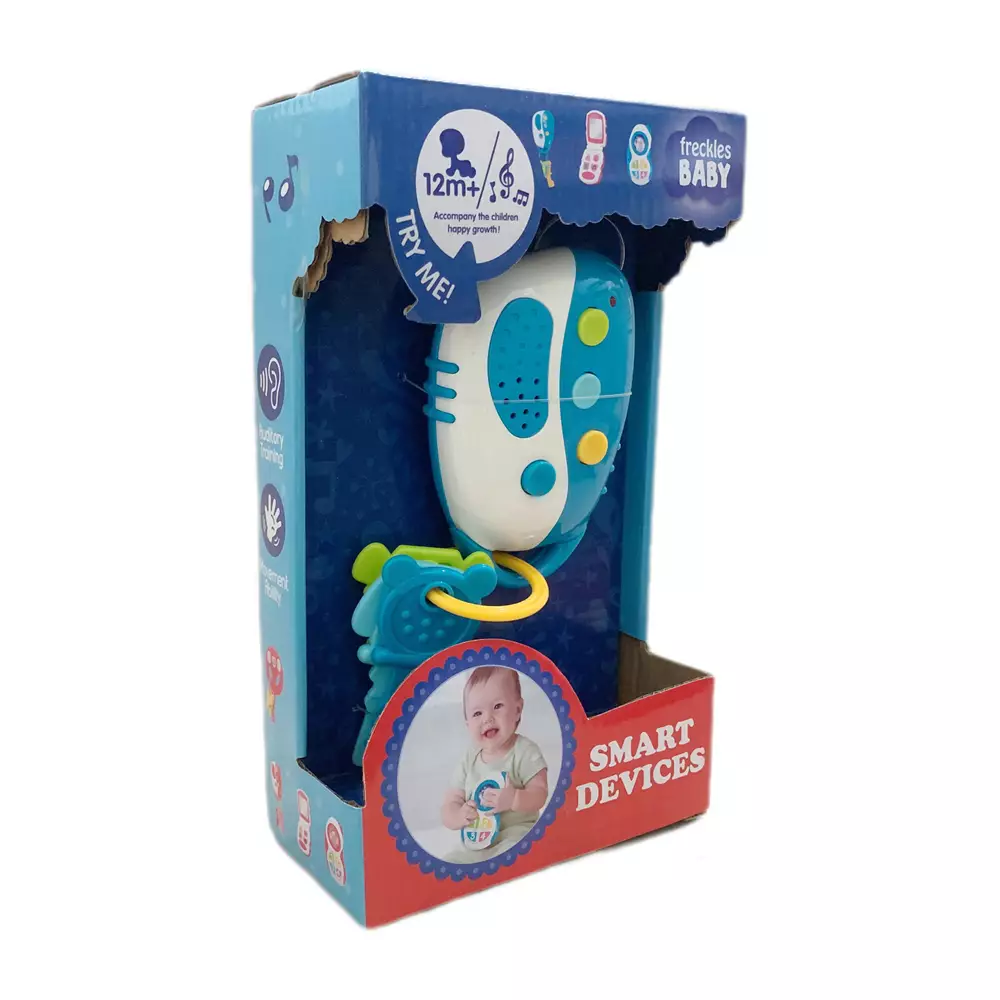 Freckles Baby Smart Devices Remote Car Key With Light and Music - BLUE - (Termasuk Baterai) - Mainan Aktivitas Edukasi Bayi