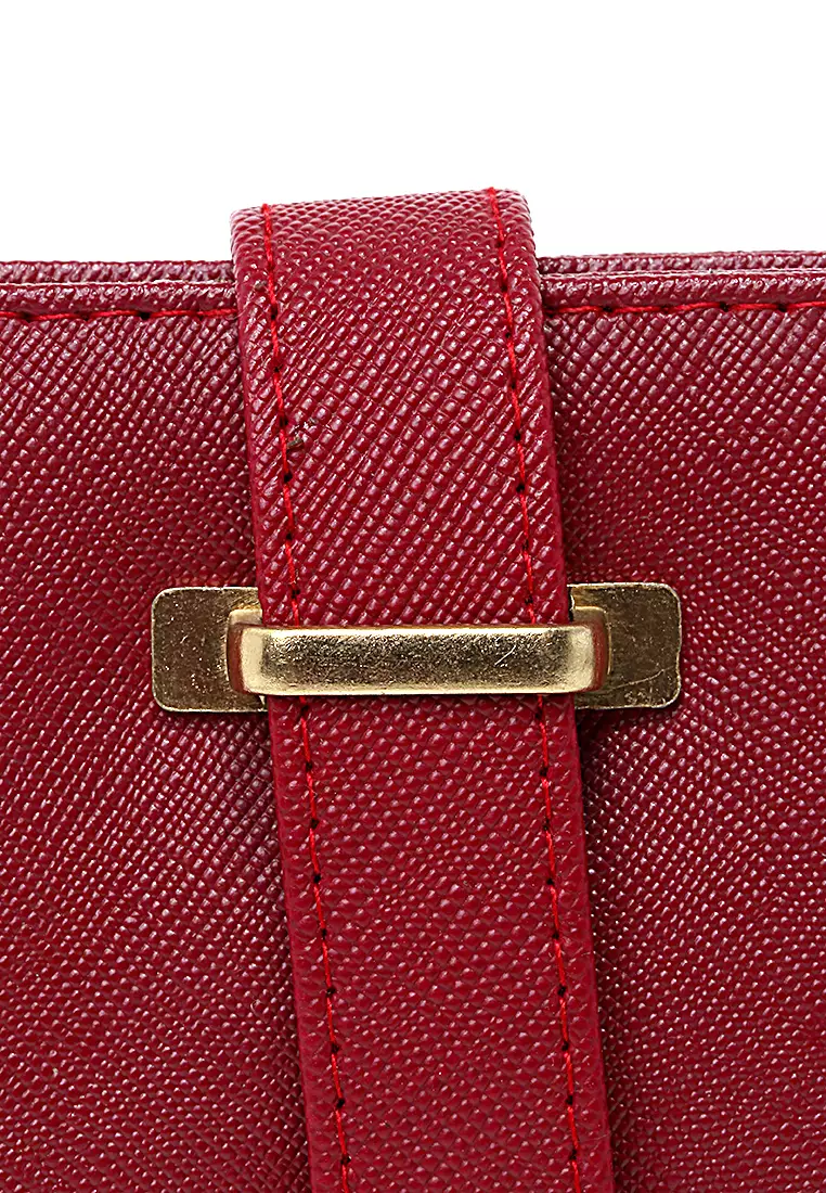 Jareth Dompet Wanita Motif Polos Simple Pengait Slot - Red