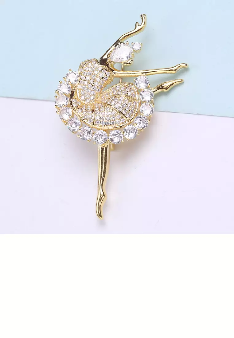 Buy Glamorousky Fashion Temperament Plated Gold Ballerina Brooch