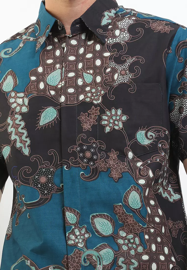 Arjuna Weda Body Fit Batik Kembang Kawung Hem Pria