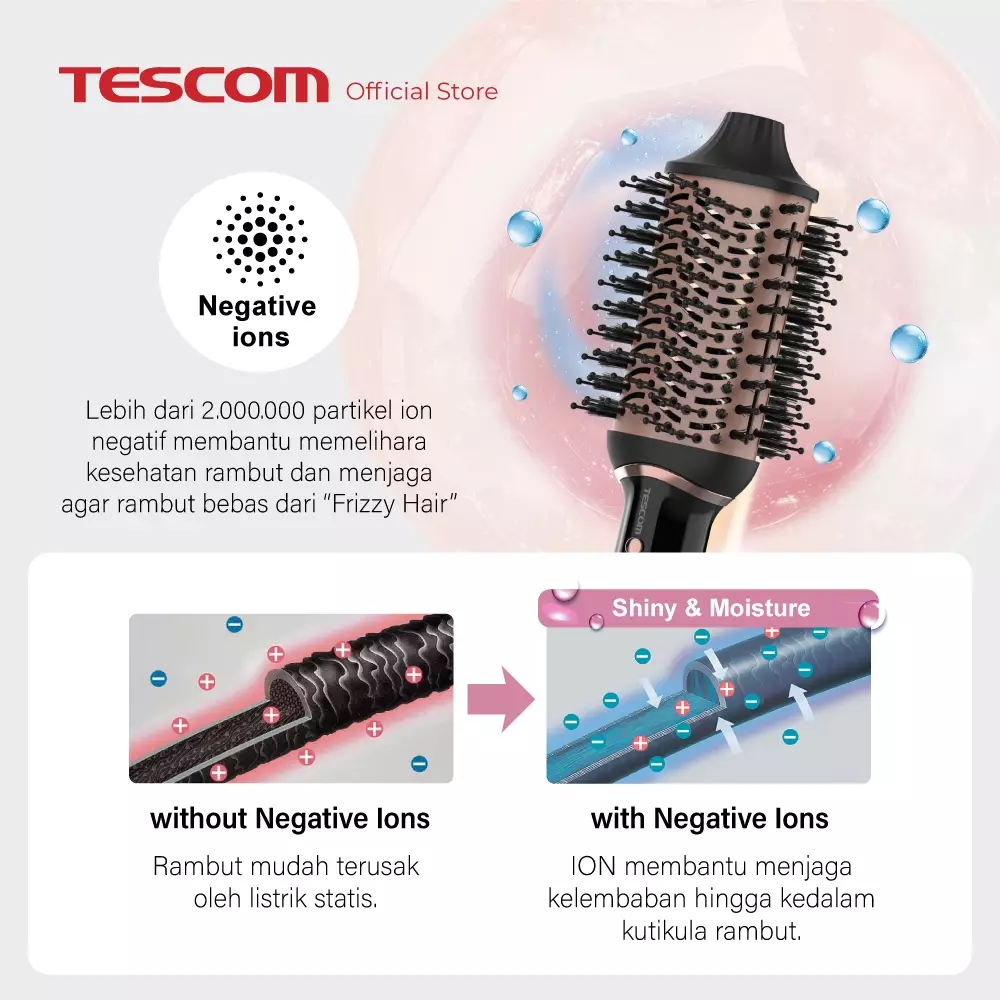 Tescom Gloss Pro 2in1 Volume Airstyler - Hair Dryer / Sisir Angin Blow & Pengering Rambut TC580ID