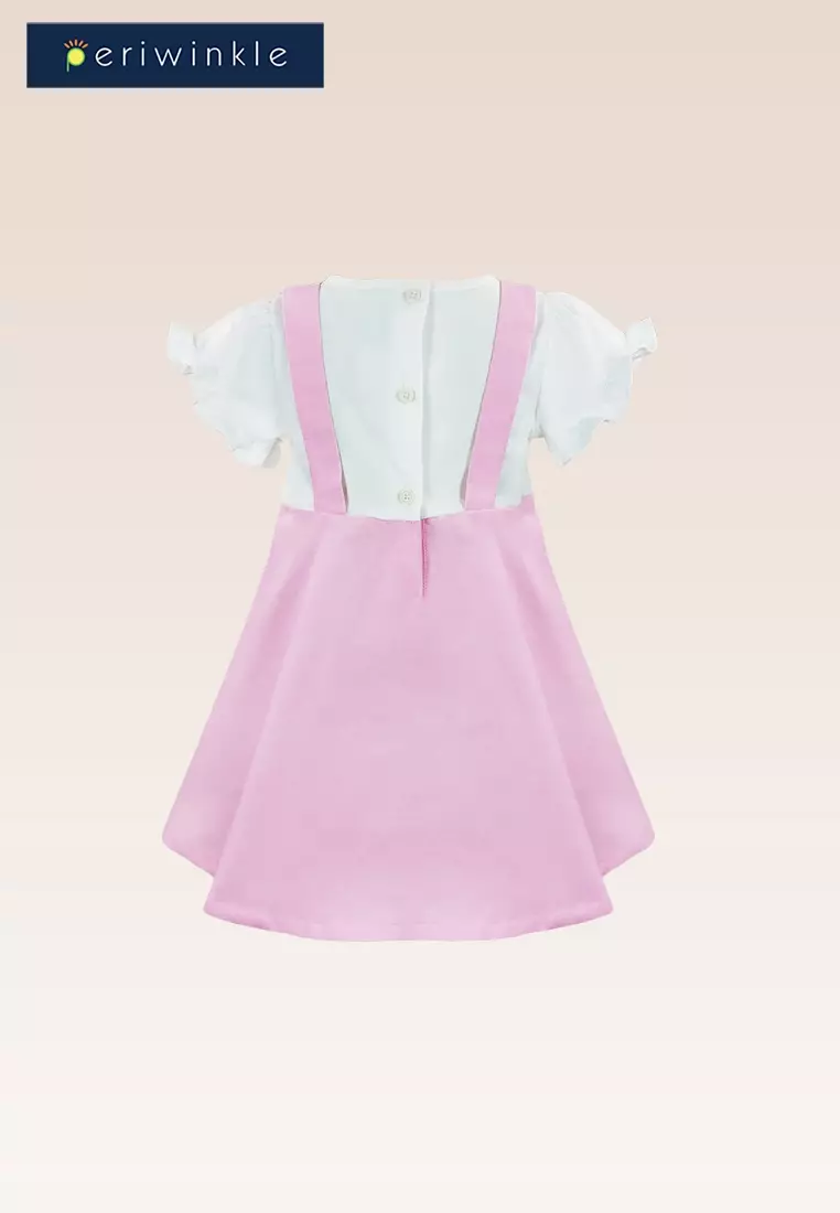 Jeanne Baby Girls Pink Embroidered Jumper Dress with Diaper Cover