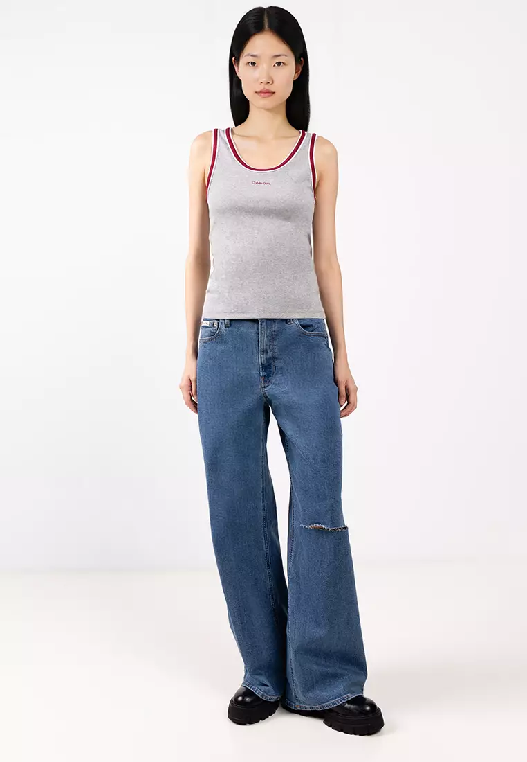 Color Block Cotton Rib Crew Tank Top