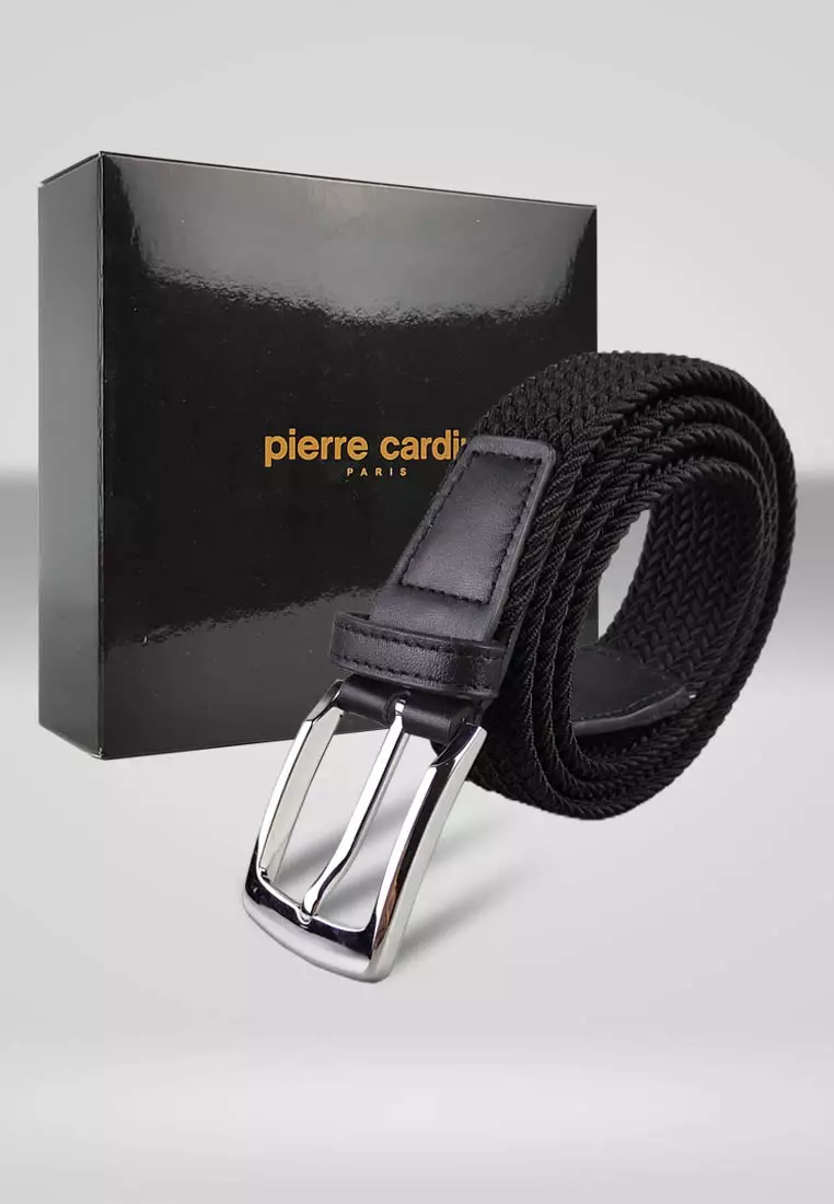 Pierre Cardin Ikat Pinggang Pria Rajut Karet Elastis Anyam Webbing Kulit Impor Sabuk Men Belt