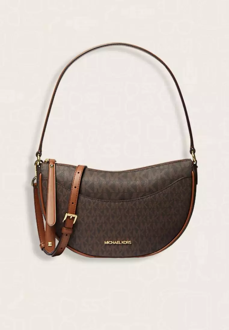Michael Kors Dover Medium Signature Logo Crossbody Bag Brown