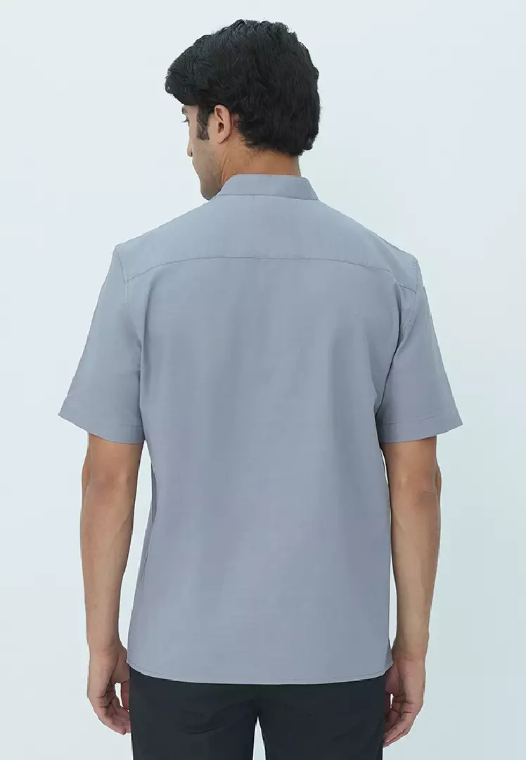 Johnwin - Baju Koko Muslim Pria - Single Pocket - Motif Polos - Lengan Pendek - FSH.652.S606 -  Free keychain