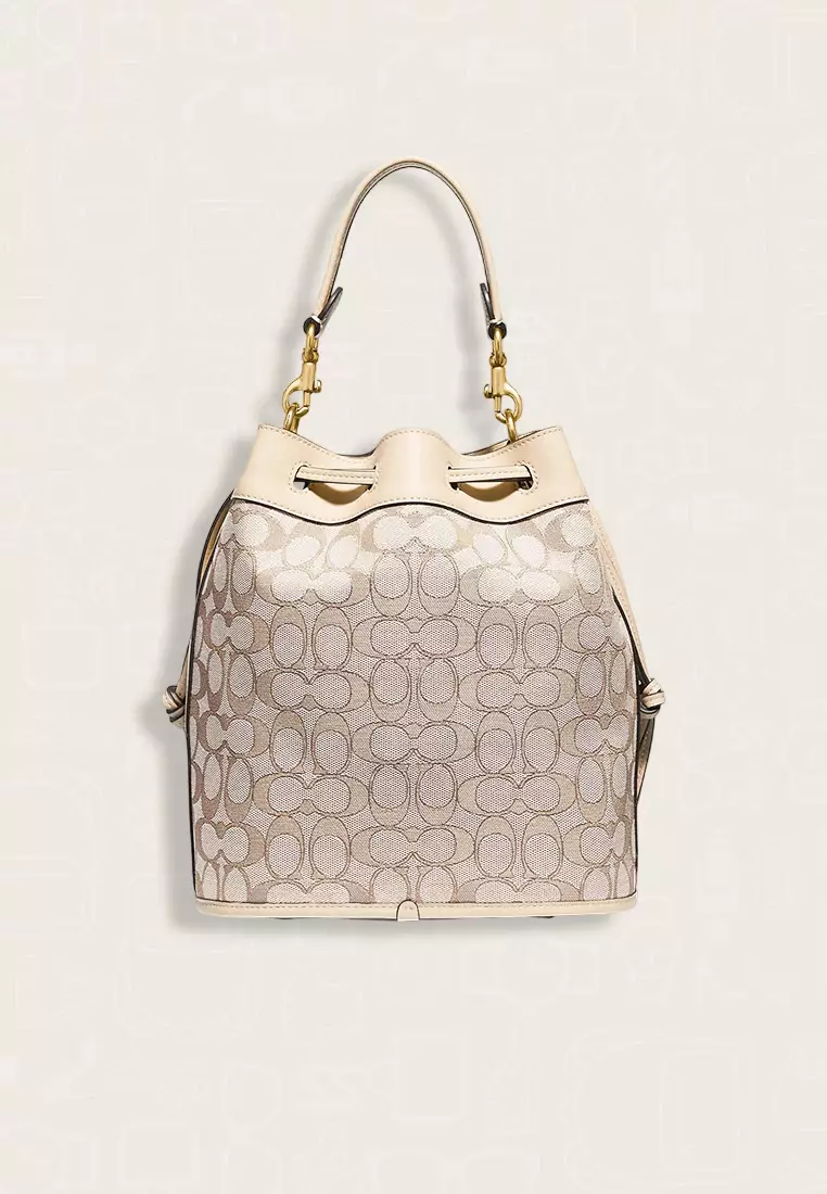Coach Field Bucket Bag In Signature Jacquard Stone Ivory