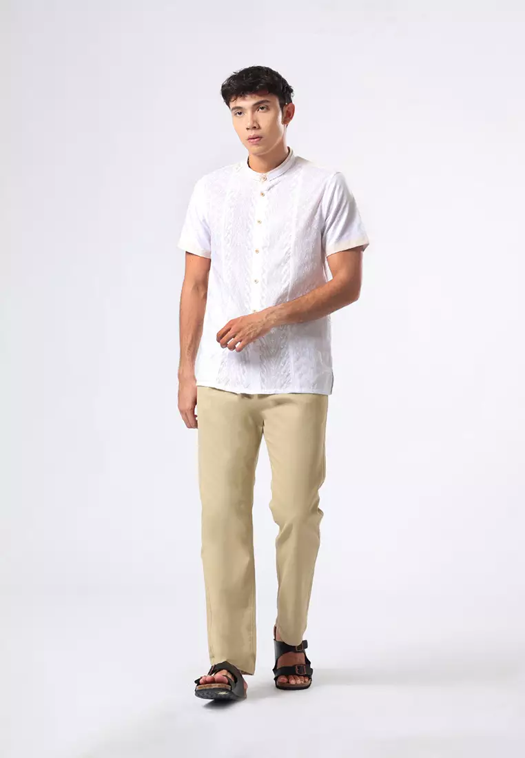 Kemeja Koko Pria Lengan Pendek Baju Muslim Pria SAURON WHITE