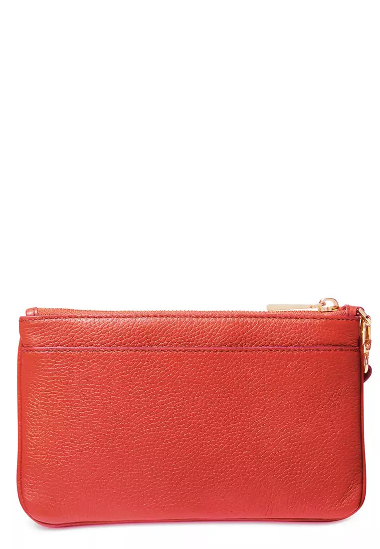 Jet Set Charm Medium Top Zip Leather Wristlet in Sangria 32T1LT9W2L