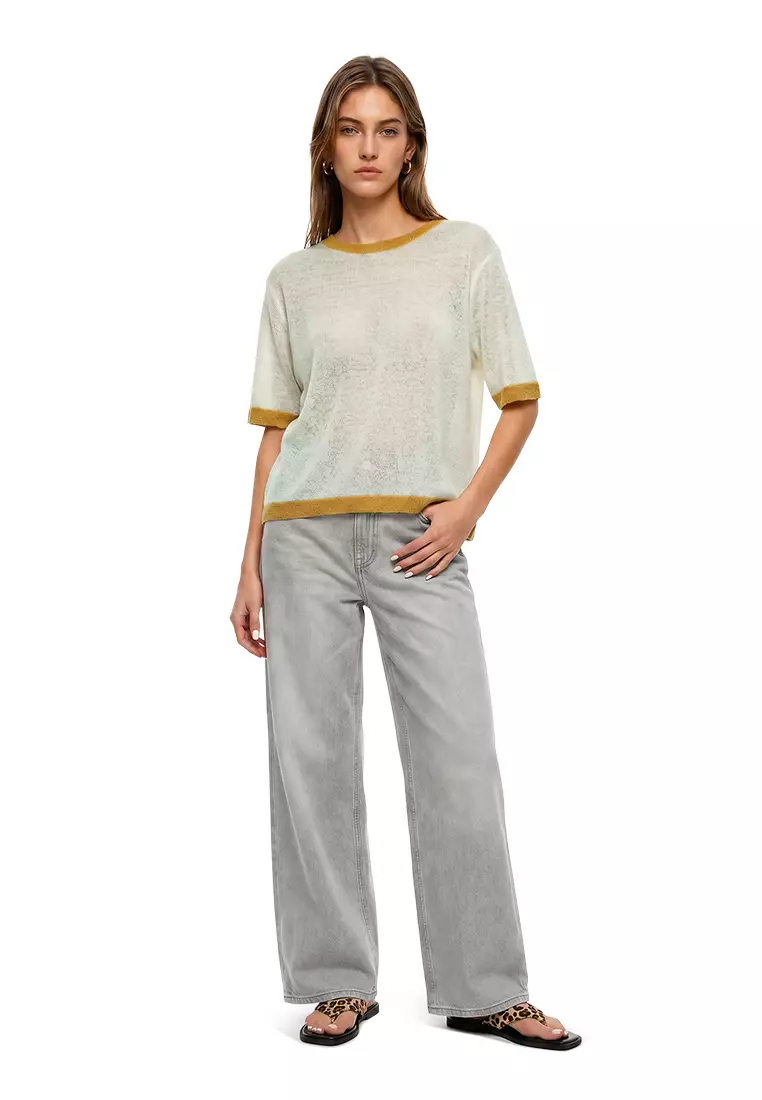 Buy London Rag Yellow Contrast Neck and Sleeve Rib T-Shirt 2025 Online ...