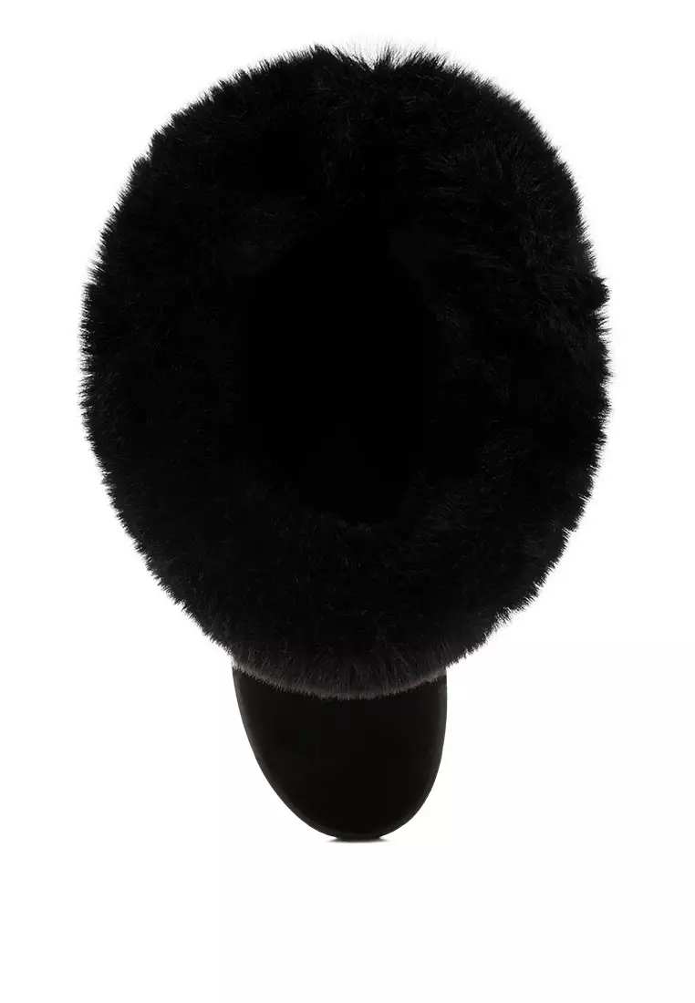 黑色毛領防滑雪靴