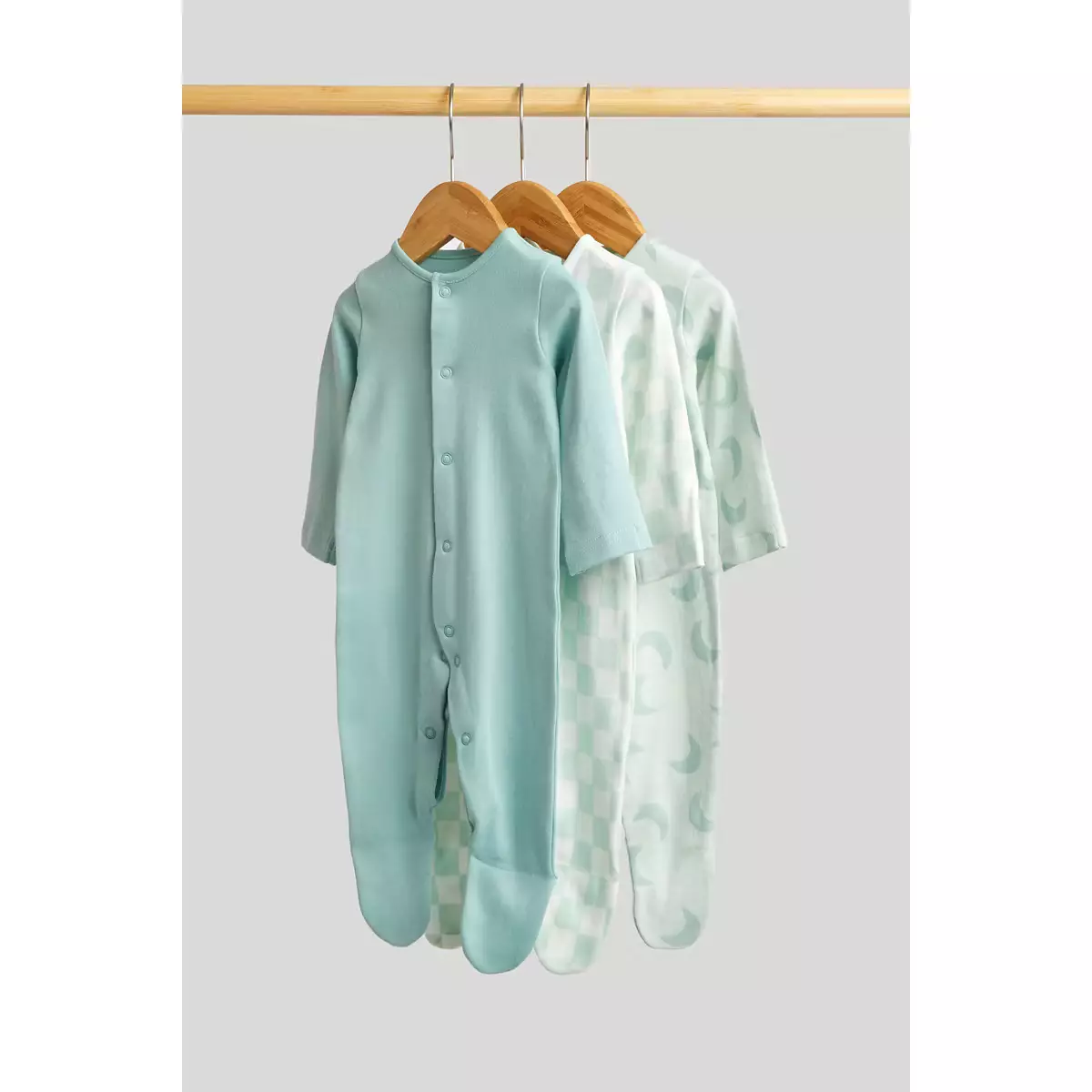 Mothercare Mint Baby Sleepsuits - 3 Pack - Baju Tidur Bayi Laki-laki (Hijau)