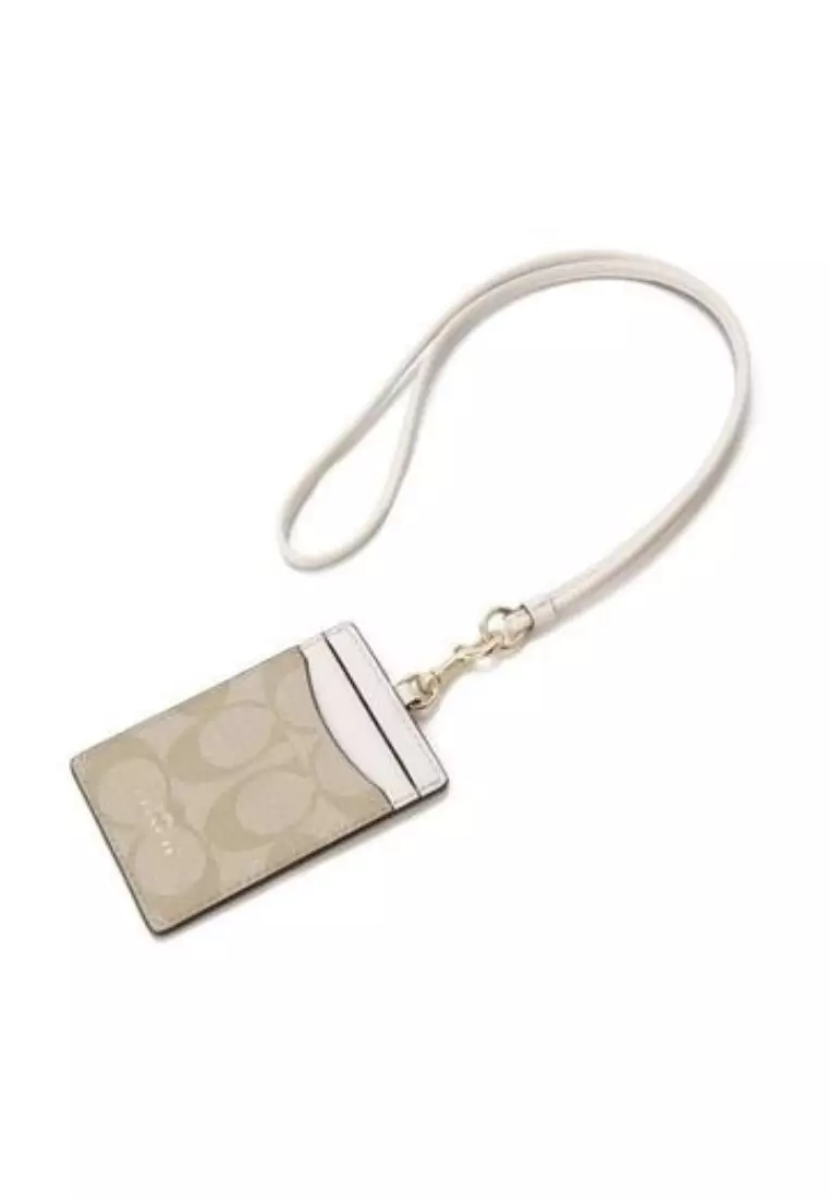 Buy COACH COACH SIGNATURE LANYARD ID CASE (F63274) IM/Light Khaki