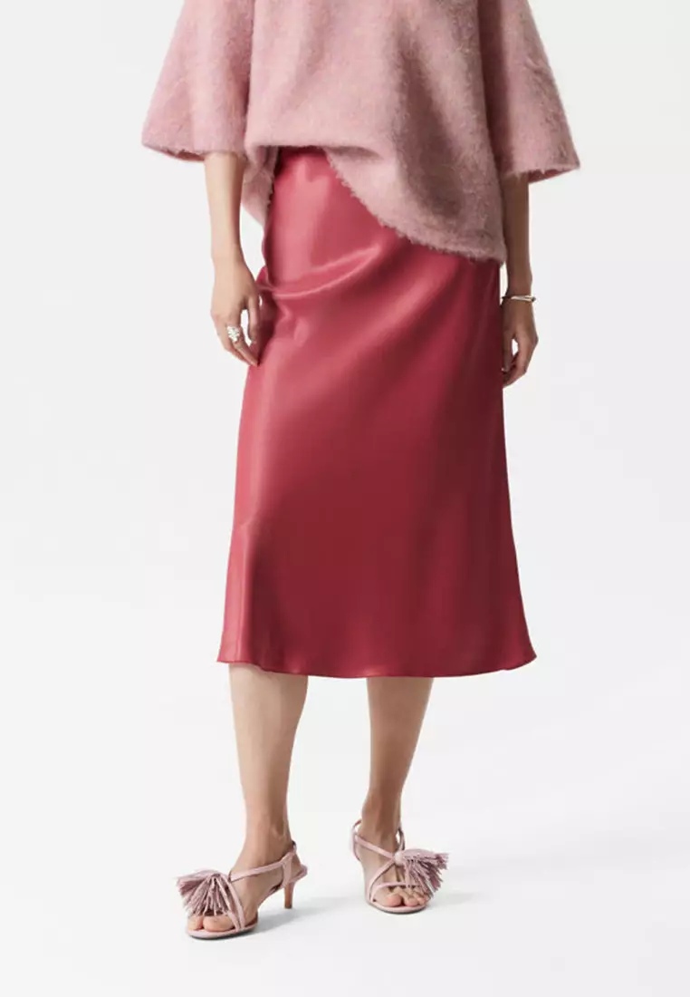 And The Why Satin Midi Skirt