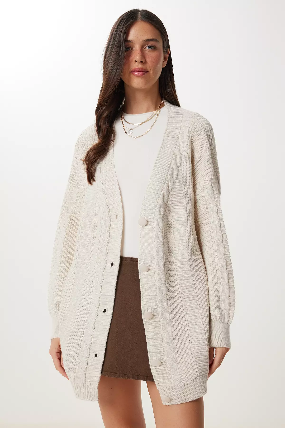 Buy Happiness Istanbul Women's Cream Balloon Sleeve Oversize