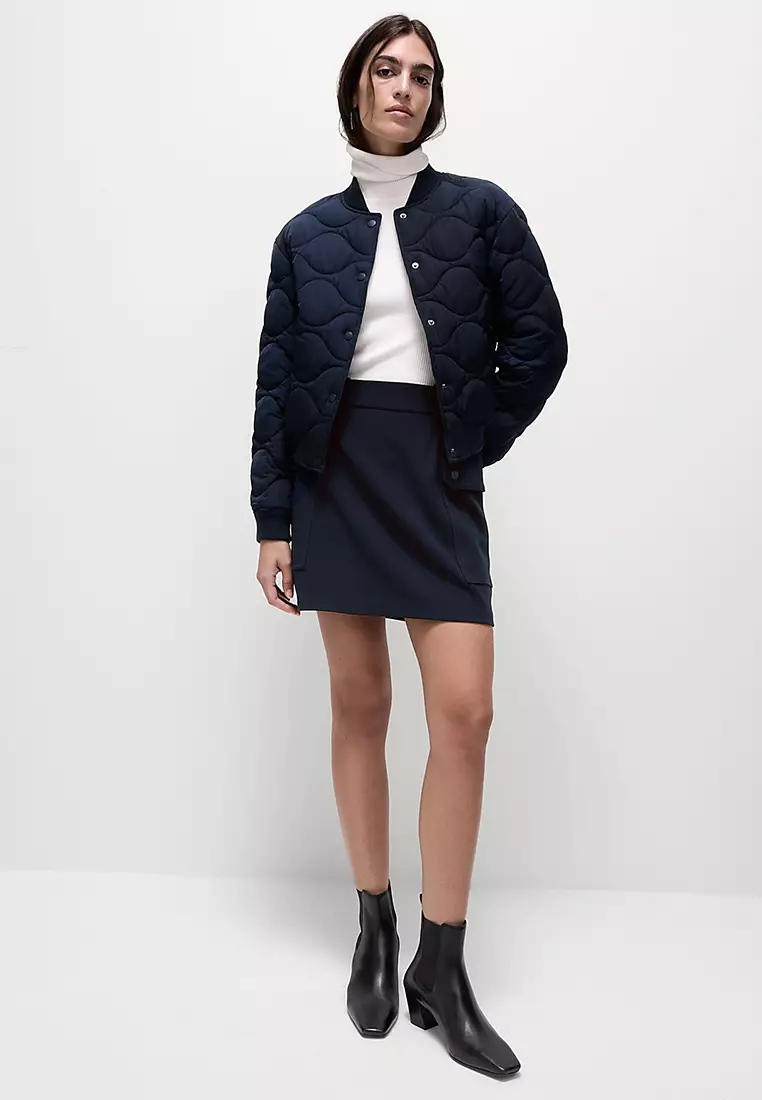 Satin Quilted Relaxed Bomber Jacket
