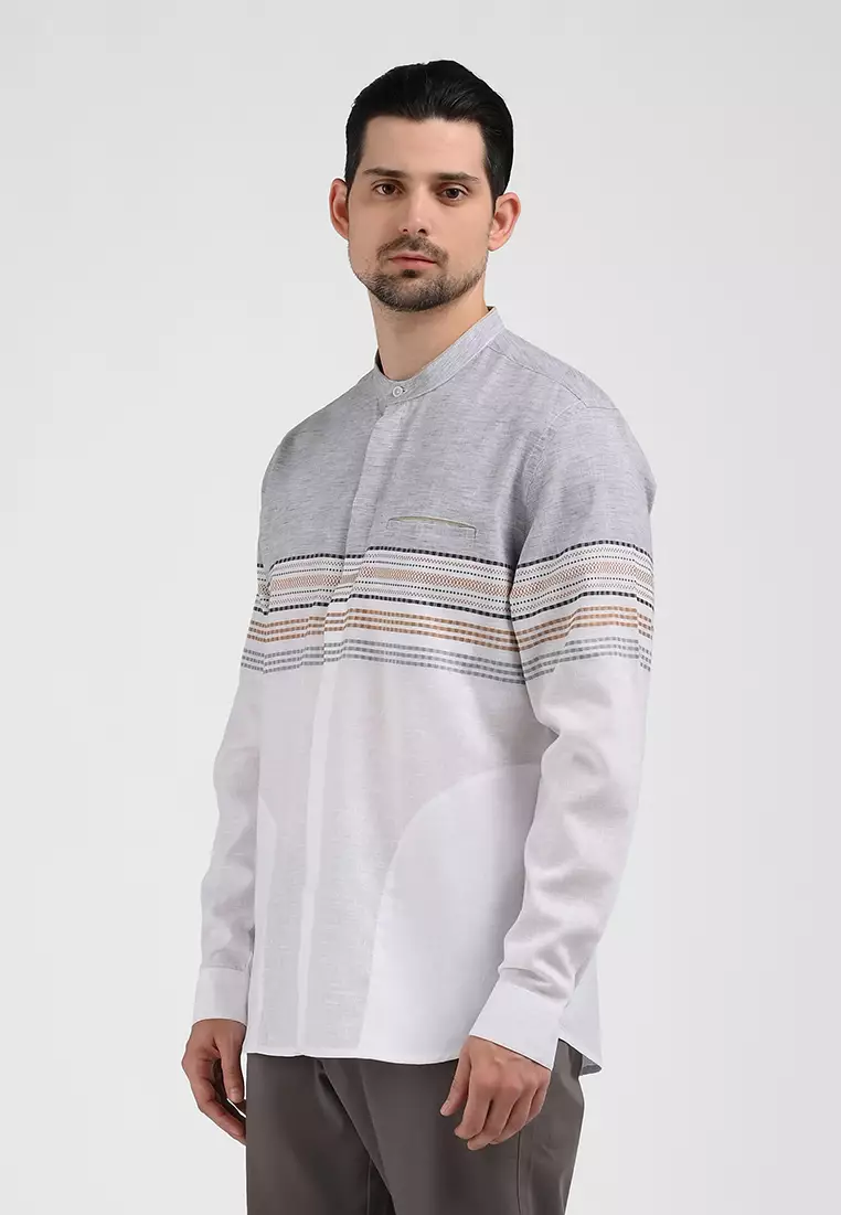 MOC Kemeja Koko Lengan Panjang Pria SHULAIMAN-WHITE
